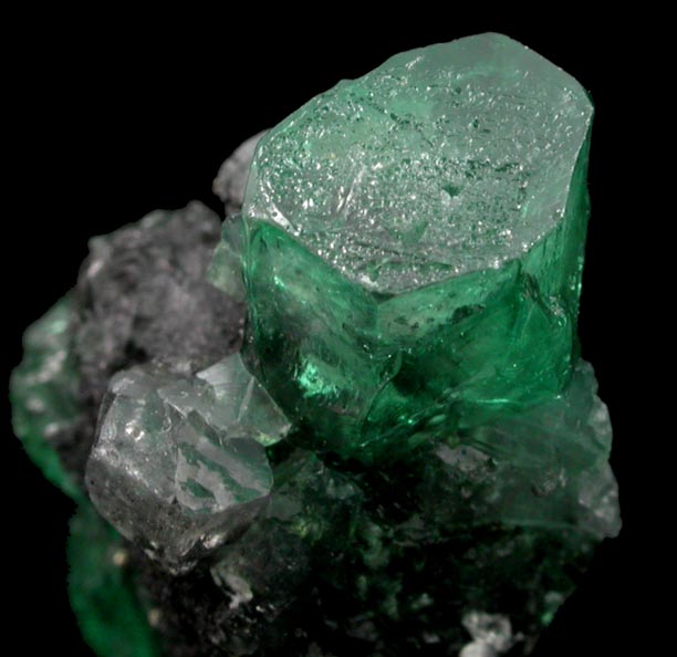 Beryl var. Emerald on Calcite from Coscuez Mine, Vasquez-Yacopi Mining District, Colombia