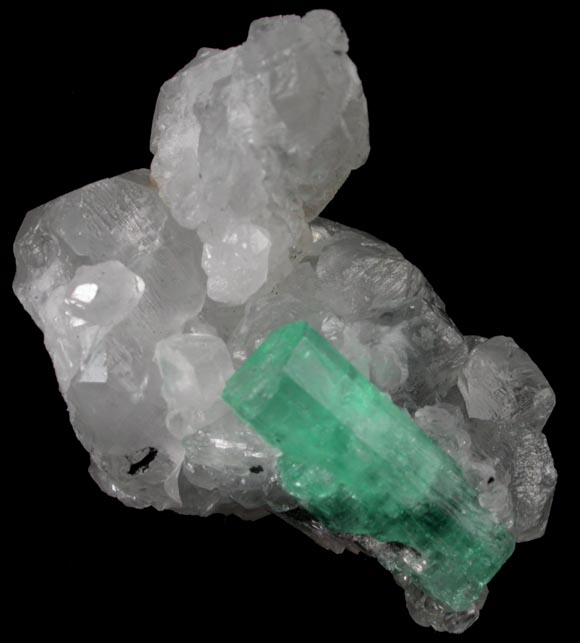 Beryl var. Emerald on Calcite from Coscuez Mine, Vasquez-Yacopi Mining District, Colombia