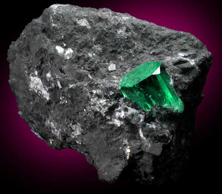 Beryl var. Emerald on Calcite from Coscuez Mine, Vasquez-Yacopi Mining District, Colombia