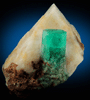 Beryl var. Emerald in Calcite from Muzo Mine, Vasquez-Yacopi Mining District, Colombia