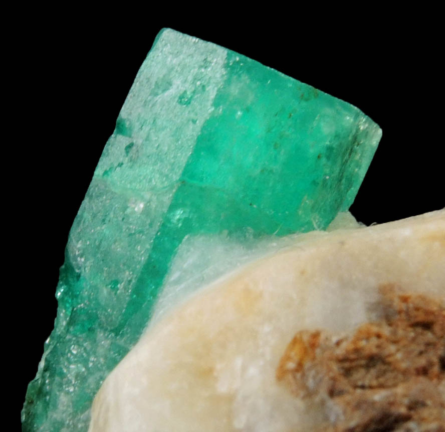 Beryl var. Emerald in Calcite from Muzo Mine, Vasquez-Yacopi Mining District, Colombia