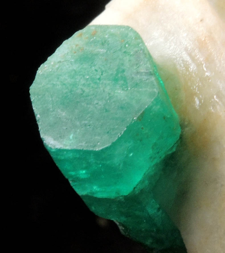 Beryl var. Emerald in Calcite from Muzo Mine, Vasquez-Yacopi Mining District, Colombia