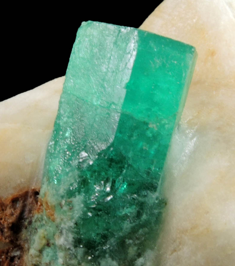 Beryl var. Emerald in Calcite from Muzo Mine, Vasquez-Yacopi Mining District, Colombia