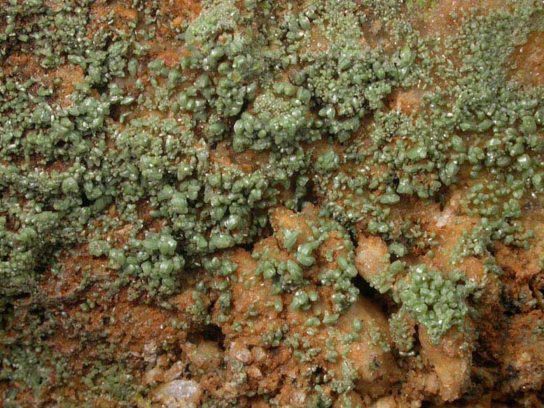 Pyromorphite on Quartz from Carrock Fell, Cumberland, England