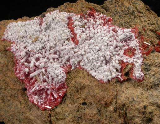 Dundasite over Crocoite from Adelaide Mine, Dundas, Tasmania, Australia (Type Locality for Dundasite)