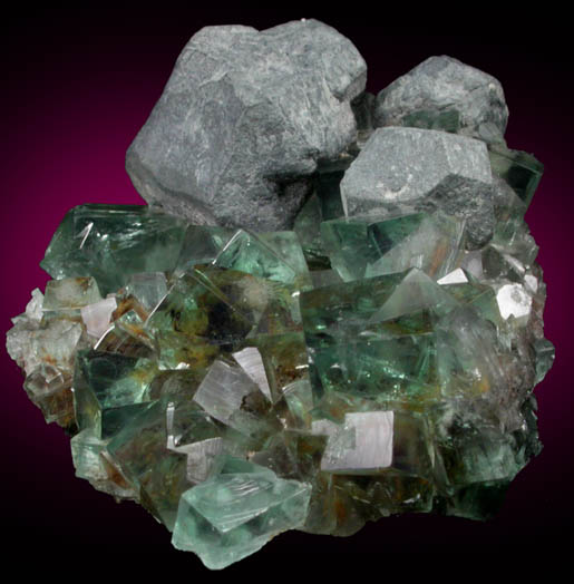 Fluorite (interpenetrant-twinned crystals) and Galena from Heights Mine, Westgate, Weardale District, County Durham, England