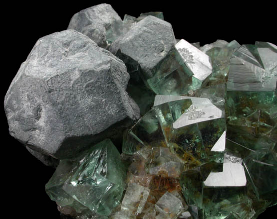 Fluorite (interpenetrant-twinned crystals) and Galena from Heights Mine, Westgate, Weardale District, County Durham, England