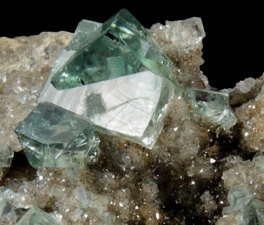 Fluorite (interpenetrant-twinned crystals) on Quartz from Heights Mine, Westgate, Weardale District, County Durham, England