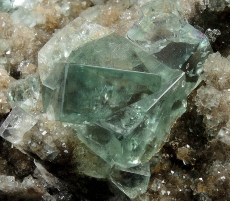 Fluorite (interpenetrant-twinned crystals) on Quartz from Heights Mine, Westgate, Weardale District, County Durham, England