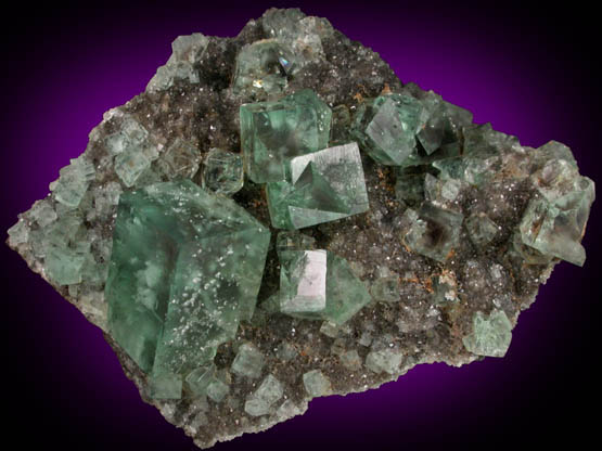 Fluorite (interpenetrant-twinned crystals) on Quartz from Heights Mine, Westgate, Weardale District, County Durham, England