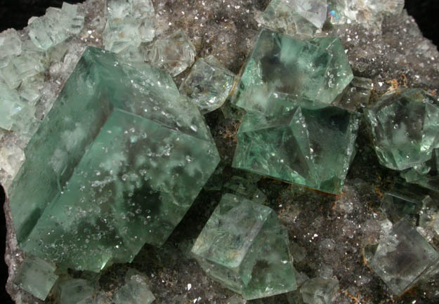 Fluorite (interpenetrant-twinned crystals) on Quartz from Heights Mine, Westgate, Weardale District, County Durham, England