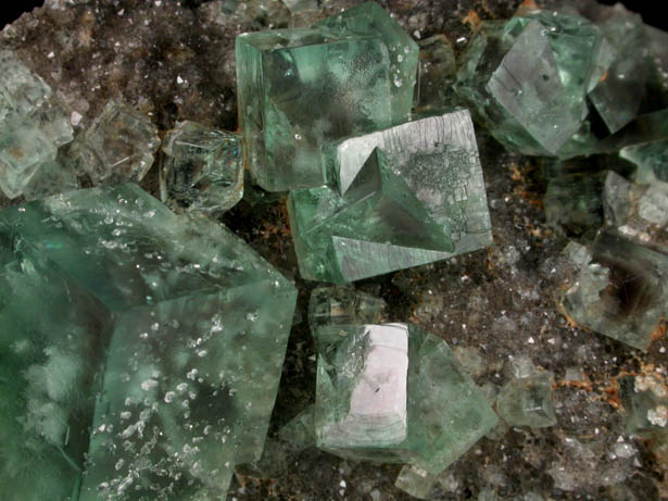 Fluorite (interpenetrant-twinned crystals) on Quartz from Heights Mine, Westgate, Weardale District, County Durham, England