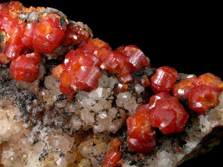 Mimetite var. Campylite on Quartz from Drygill Mine, Caldbeck Fells, Cumberland, England