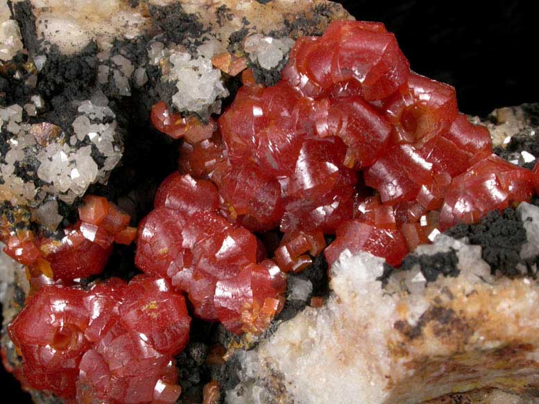 Mimetite var. Campylite on Quartz from Drygill Mine, Caldbeck Fells, Cumberland, England