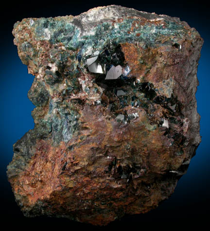 Lazulite on Siderite from Rapid Creek, Locality 6, 70 km northwest of Aklavik, Yukon, Canada