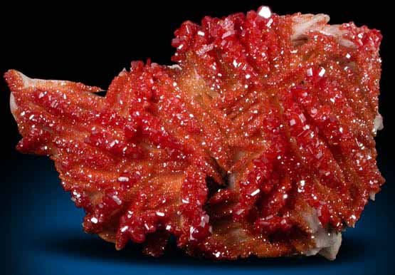 Vanadinite over Barite from Mibladen, Haute Moulouya Basin, Zeida-Aouli-Mibladen belt, Midelt Province, Morocco