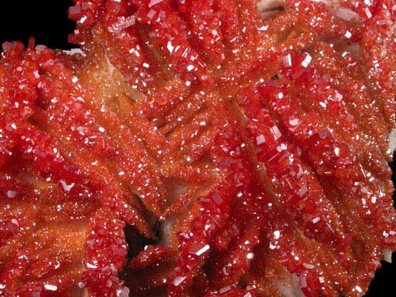 Vanadinite over Barite from Mibladen, Haute Moulouya Basin, Zeida-Aouli-Mibladen belt, Midelt Province, Morocco