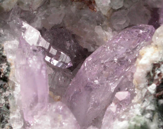 Quartz var. Amethyst on Calcite from Capurru Quarry, Osilo, Sassari Province, Sardinia, Italy