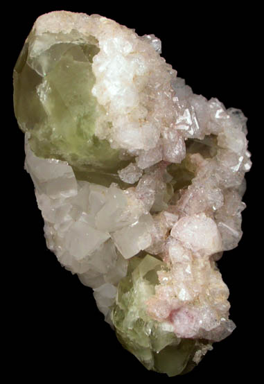 Chabazite and Calcite over Datolite from Great Notch, Passaic County, New Jersey