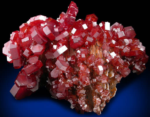 Vanadinite over Barite from Mibladen, Haute Moulouya Basin, Zeida-Aouli-Mibladen belt, Midelt Province, Morocco