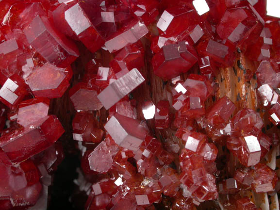 Vanadinite over Barite from Mibladen, Haute Moulouya Basin, Zeida-Aouli-Mibladen belt, Midelt Province, Morocco