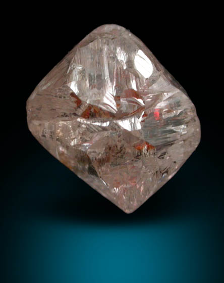 Diamond (1.10 carat colorless complex crystal with red inclusions) from Northern Cape Province, South Africa