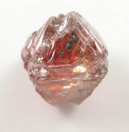 Diamond (1.65 carat colorless complex crystal with red inclusions) from Northern Cape Province, South Africa