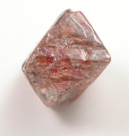 Diamond (1.65 carat colorless complex crystal with red inclusions) from Northern Cape Province, South Africa