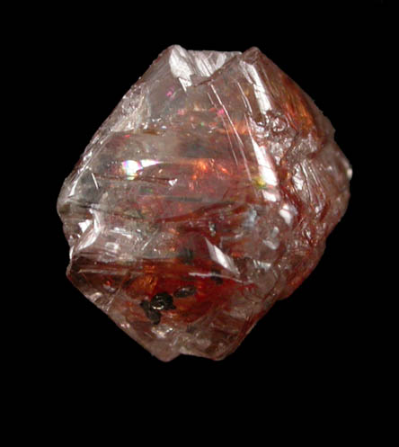 Diamond (1.65 carat colorless complex crystal with red inclusions) from Northern Cape Province, South Africa
