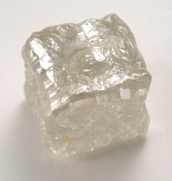 Diamond (5.07 carat pale-yellow cubic crystal) from Mbuji-Mayi (Miba), 300 km east of Tshikapa, Democratic Republic of the Congo