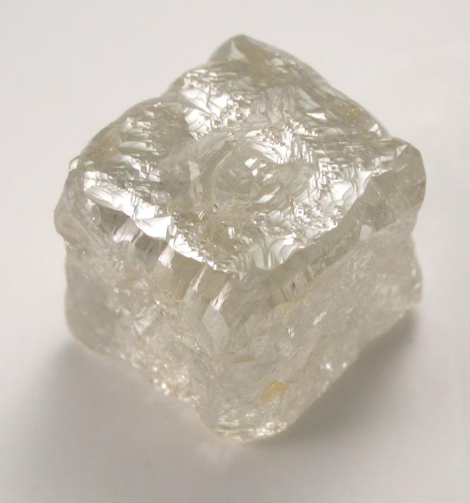 Diamond (5.07 carat pale-yellow cubic crystal) from Mbuji-Mayi (Miba), 300 km east of Tshikapa, Democratic Republic of the Congo