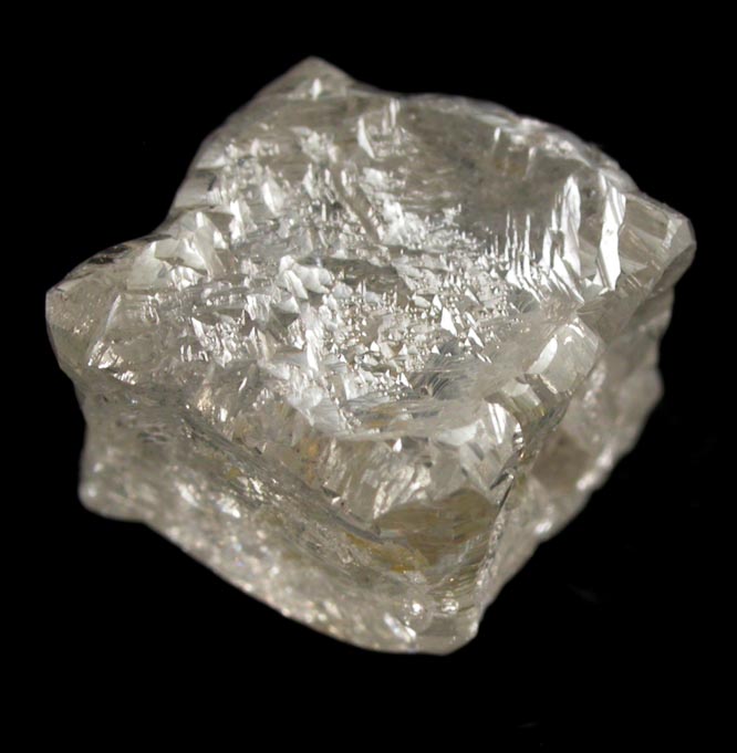 Diamond (5.07 carat pale-yellow cubic crystal) from Mbuji-Mayi (Miba), 300 km east of Tshikapa, Democratic Republic of the Congo