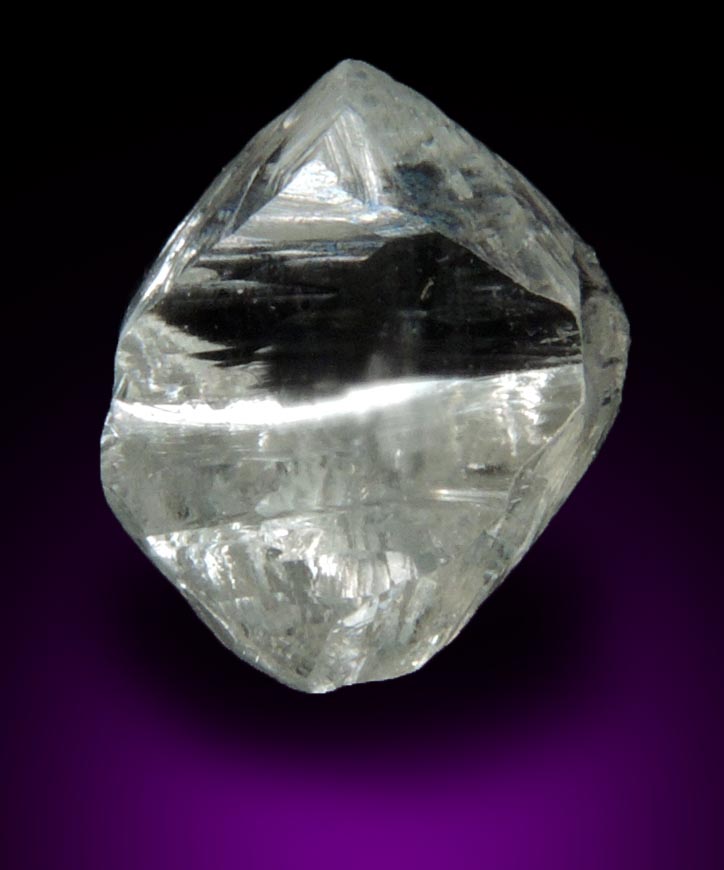 Diamond (0.70 carat cuttable colorless distorted crystal) from Diavik Mine, East Island, Lac de Gras, Northwest Territories, Canada