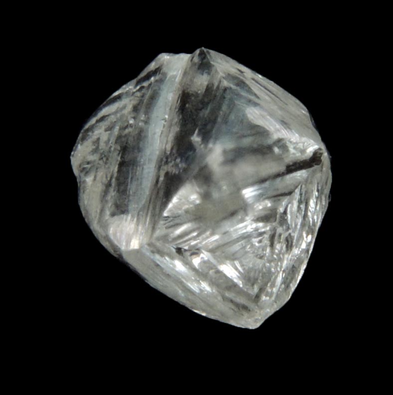 Diamond (0.70 carat cuttable colorless distorted crystal) from Diavik Mine, East Island, Lac de Gras, Northwest Territories, Canada