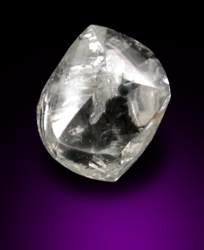 Diamond (0.42 carat cuttable colorless dodecahedral crystal) from Diavik Mine, East Island, Lac de Gras, Northwest Territories, Canada