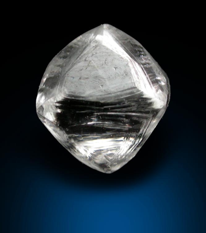 Diamond (0.54 carat cuttable colorless octahedral crystal) from Mirny, Republic of Sakha, Siberia, Russia