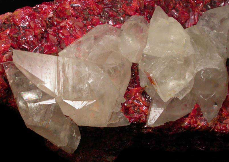 Calcite on Realgar from Shimen Mine, Hunan Province, China