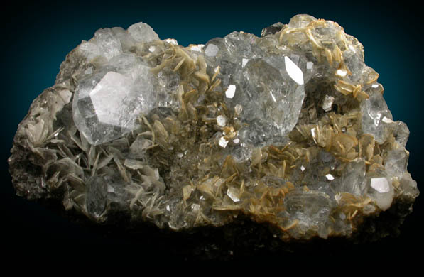 Beryl var. Aquamarine on Muscovite from Xuebaoding Mountain near Pingwu, Sichuan Province, China