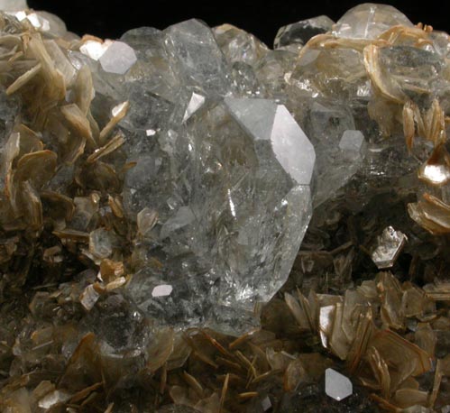 Beryl var. Aquamarine on Muscovite from Xuebaoding Mountain near Pingwu, Sichuan Province, China