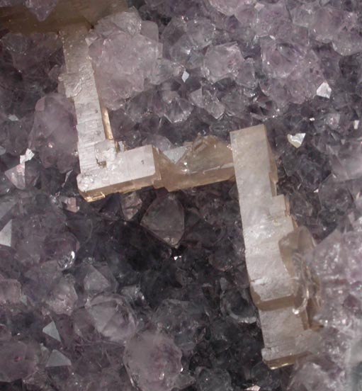 Calcite on Quartz var. Amethyst from Nashik District, Maharashtra, India