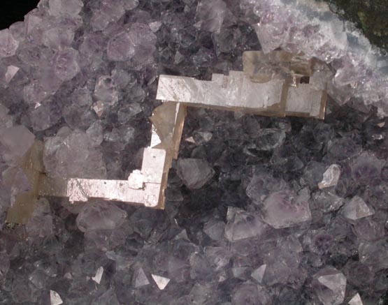 Calcite on Quartz var. Amethyst from Nashik District, Maharashtra, India