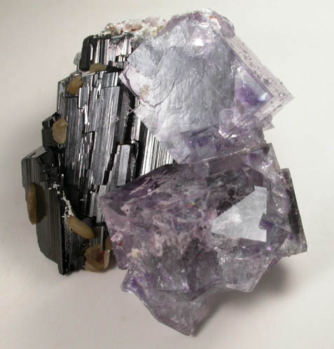 Fluorite with Jamesonite inclusions plus Ferberite from Yaogangxian Mine, Nanling Mountains, Hunan, China