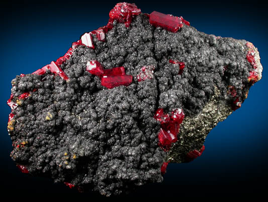 Realgar on Pyrite from Cavnic Mine (Kapnikbanya), Maramures, Romania