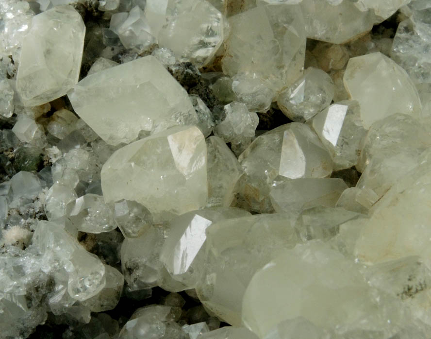 Datolite, Calcite, Chamosite, Prehnite from Prospect Park Quarry, Prospect Park, Passaic County, New Jersey