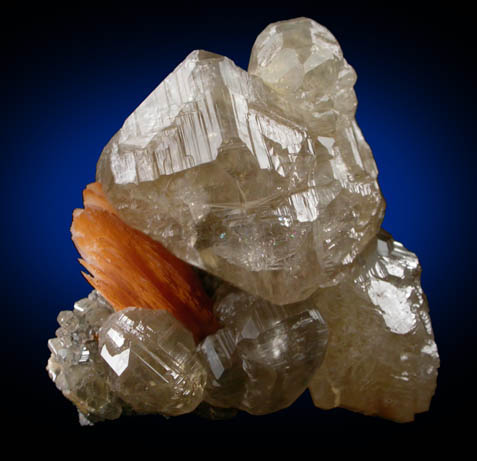 Cerussite (twinned crystals) with Barite from Mibladen, Haute Moulouya Basin, Zeida-Aouli-Mibladen belt, Midelt Province, Morocco