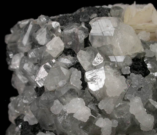 Cerussite on Galena and Barite from Mibladen, Haute Moulouya Basin, Zeida-Aouli-Mibladen belt, Midelt Province, Morocco