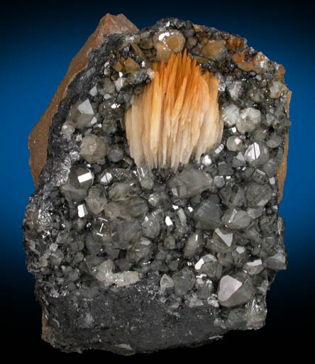 Cerussite and Barite over Galena from Mibladen, Haute Moulouya Basin, Zeida-Aouli-Mibladen belt, Midelt Province, Morocco