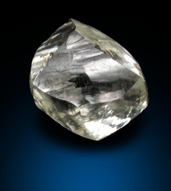 Diamond (1.01 carat cuttable pale-yellow dodecahedral crystal) from Lunda Norte, Angola