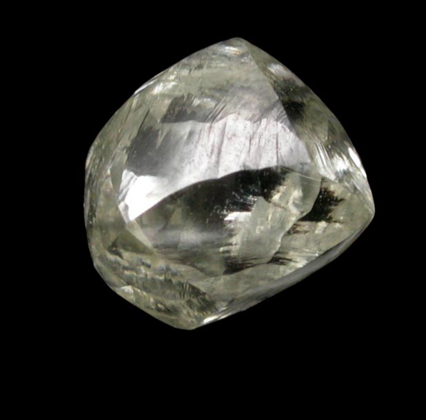 Diamond (1.01 carat cuttable pale-yellow dodecahedral crystal) from Lunda Norte, Angola