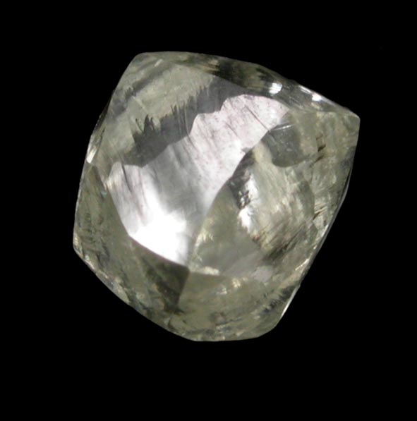Diamond (1.01 carat cuttable pale-yellow dodecahedral crystal) from Lunda Norte, Angola